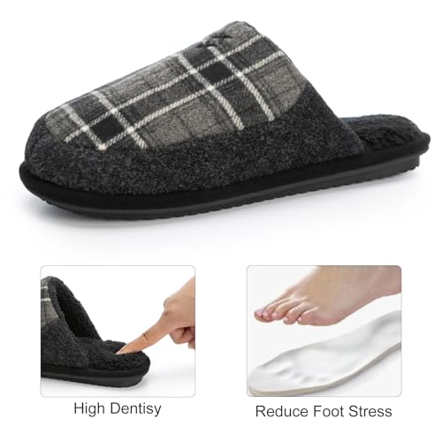 Image of GOEWY Mens Two-Tone House Slippers with Memory Foam Cozy Warm Slip On House Shoes for Indoor Outdoor Gifts for Men Him Dad