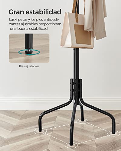 Miniatura 5 de SONGMICS Perchero de Pie, Perchero de Metal con 12 Ganchos, 4 Patas, para Colgar Abrigos, Sombreros y Bolsos, para Entrada, Dormitorio, Oficina, Negro RCR031B01
