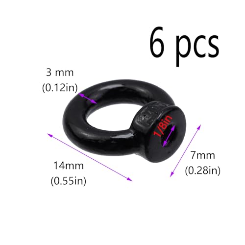 Image of Lifting Eye Nut Stainless Steel 304,6PCS 1 /8 inch UNC(M3) Heavy Duty Marine Grade,Hardware Ring Shaped Eye Bolt-Black