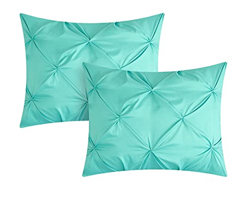 Chic Home 9 Piece Louisville Pinch Chevron Print Reversible Bed In A Bag Comforter Set Sheets, Full, Aqua #TOP3