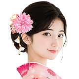 [OTAKUMARKET] 浴衣 髪飾り 子供 七五三 袴 着物 卒業式 夏祭り 着物 和装 和風 髪留め リップ 高級 8色選べる (03 ピンク)