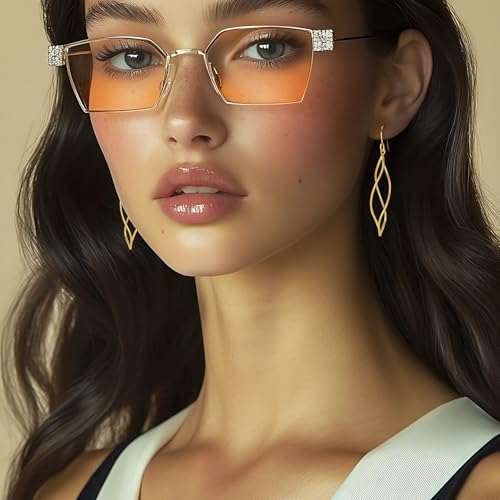 Gold Dangle Earrings 14K Gold Earrings for Women Dangling Earring Sleek Minimalist Twisted Lines Drop Earring for Women Trendy3