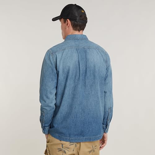 Miniatura 2 de G-Star Raw Camiseta Vaquera Regular De 1 Bolsillo, Azul Sun Faded Thames D24764-D539-G341, M Para Hombre