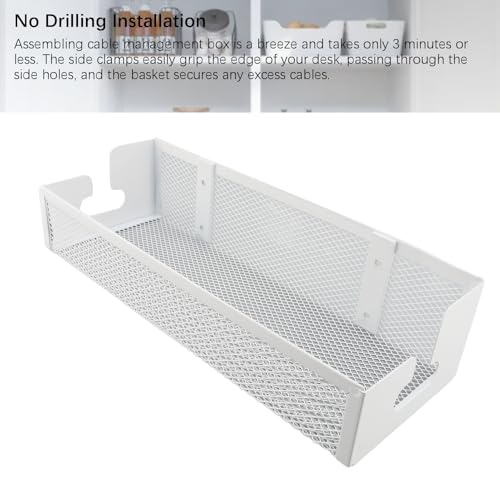 Bandeja para gestión de cables bajo escritorio de acero carbono organizador de cables sin taladro para oficina y escritorio de pie miniatura 5
