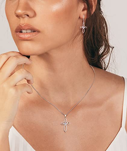 Yl Celtic Knot Cross Earrings Sterling Silver Dangle Drop Earrings Created Alexandrite Religious Leverback Jewelry For Women #TOP2