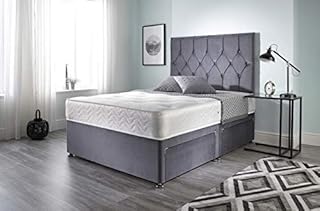 Bed Centre Ziggy Grey Plush Sprung Memory Foam Divan Bed With Mattress, No Headboard, No Drawers (Double (135cm X 190cm))