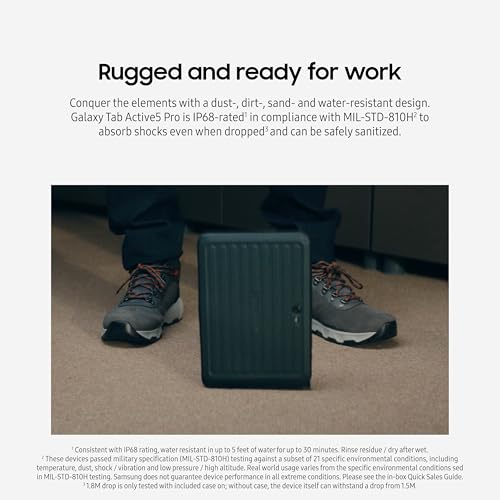 Image of Samsung Galaxy Tab Active5 Pro 10.1 inch 8+256GB 5G Work Tablet, 5G Unlocked, Rugged Design, Sensitive Touchscreen, Long Battery Life for Workers, SM-X358UZGEN14, Green