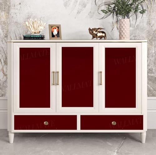 Image of WALLMATE? Maroon Glossy Wallpaper Peel & Stick Vinyl Contact Paper Self Adhesive Wallpaper for Kitchen Cabinets Furniture Countertop Removable Waterproof Wallpaper (12 x 50 inch, Maroon)