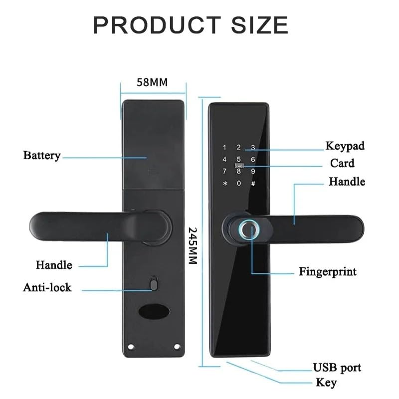 Serrure empreinte digitale Smartlife avec poignée réversible et code tactile