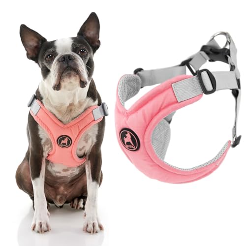 Gooby Memory Foam Step in Harness - Pink, X-Small - Patented Choke-Free X Frame - Perfect On-The-Go Dog Harness for Medium Dogs