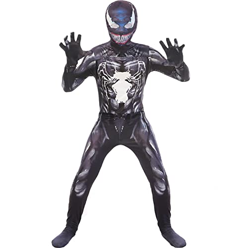 BLUE UNICORN Superhero Costume for Kids Superhero Bodysuit for Boy Halloween Cosplay Costumes Suit 3D Style kids-XS-4T Black