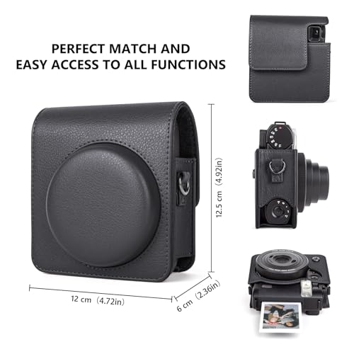 Funda para cámara Fuji Mini 99 de cuero PU negro miniatura 3