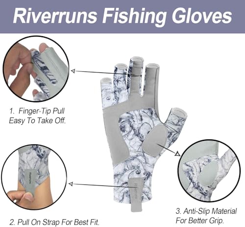 Riverruns 2pack Fishing Gloves (2, Fishwater+Hailstorm, Large) - image 4