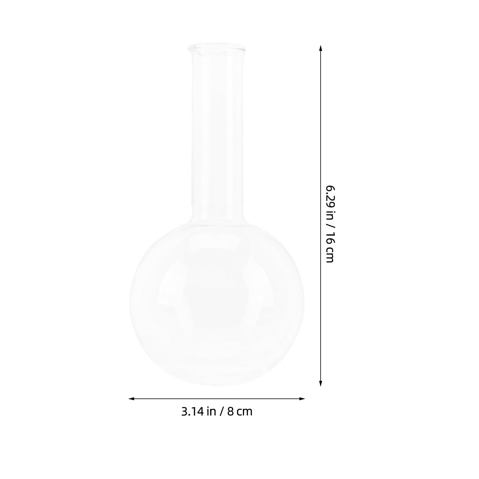 BETOOKY Matraz de Laboratorio de Vidrio Transparente 250 Ml, Conjunto de 2 Matraces de Fondo Redondo Cuello Estrecho, Resistente al Calentamiento para Experimentos Científicos y Pruebas