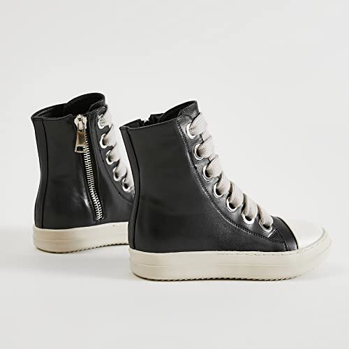 MOFEEDOUKA Womens High Top Sneakers Thick Shoe Laces PU Leather Comfort Platform Walking Shoes with Zipper3