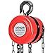 VEVOR Hand Chain Hoist, 1 Ton 2200 lbs Capacity, Manual Chain Block with Upgrade G70 Galvanized Chain, 8 ft Lifting Height, Heavy Duty Pulley Hoist for Garage Warehouse Automotive Machinery, Red