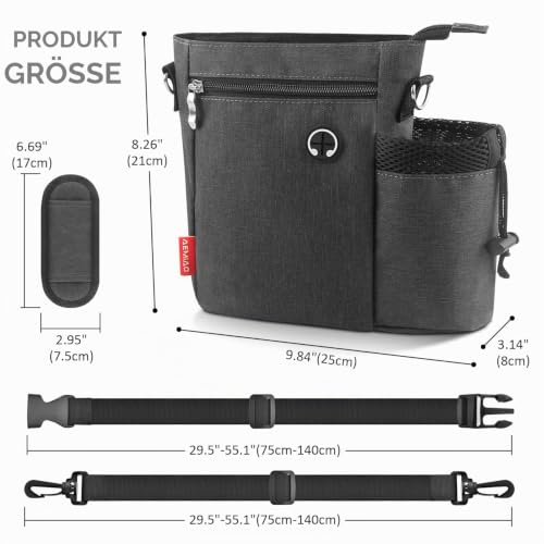 AEMIAO Leckerlibeutels Hunde mit Wasserflaschen Halter, Multifunktionaler Futtertasche Hundetraining Hund Leckerlitasche mit Herausnehmbaren Innentasche, Kotbeutelspender