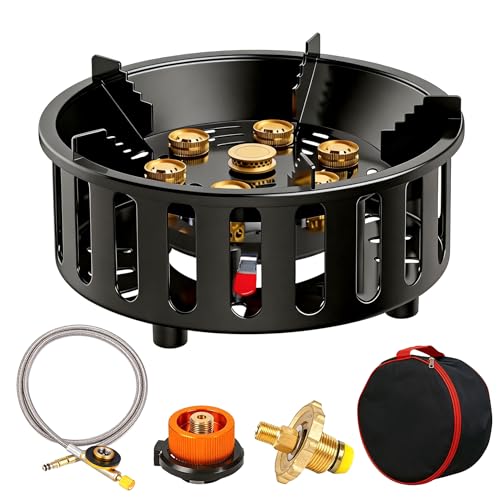 Réchaud Camping, 16800W Réchaud à Gaz Avec 3 Adaptateurs à Gaz Coupe-Vent Avec Allumage Piézo Sac Transport Plaque Cuisson Gaz Portable D'extérieur Pour...
