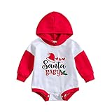 weihnachtsoutfit baby mädchen neugeborenen Body Silber Metallic Damen Weihnachten Neugeborenes Baby Jungen Mädchen Overalls Santa Brief gedruckt Farbe Patchwork Langarm Kapuzen Strampler Weihnach