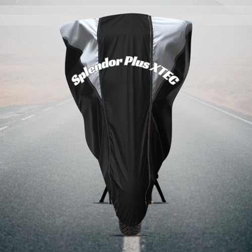 Image of Motorcycle Bike Body Cover for Outdoor Use - Heavy Fabric Water Resistant Two Wheeler Cover with UV, Dust & Rain Protection Compatible for Splendor Plus XTEC
