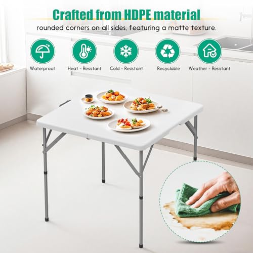 34'' Square Folding Card Table 2 Pcs,Dining Table with Handle & Safety Lock - image 5