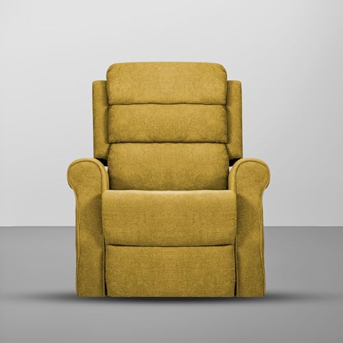 Image of CASALIVING Avalon Comfy Fabric Single Seater Recliner Chair, Recliner Sofa for Relaxing, Recliner Chair for Home Relax (Yellow) | Premium Fabric Sofa
