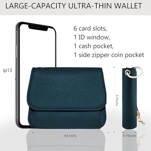 Image of Keychain Wallet for Women,RFID Wristlet Wallet with Beaded Strap | Tri-Fold Design,6 Card Slots,ID Window,Zipper Coin Pocket,Lightweight Carry