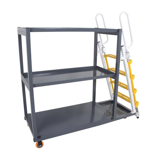 findmall High Frame Stockpicker Trucks 3-Layer Detachable Aluminum Picking Ladder Cart Equipped with 2 Locking Wheels 24 (W)× 65 (L)× 60 (H) Inch - Thumbnail 7