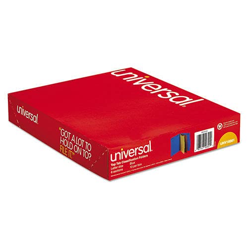 Universal Unv10301 Bright Colored 2-Divider Letter Size Pressboard Classification Folders - Cobalt Blue (10/Box) #TOP2
