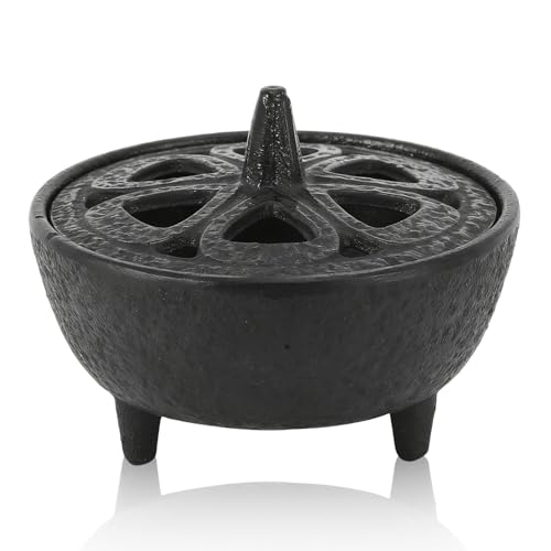 Image of Lotus Flower Incense Burner, Vintage Cast Iron Wax Melter, Mini Incense Burner for Sticks, Cones, Wax Melts, Charcoal and Resin, Traditional Oriental Zen Home Decor