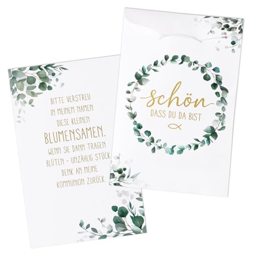 COMOOKA Gastgeschenke Kommunion 50 Stück Samentütchen Konmmunion Geschenk für Gäste Mini PapiertütenTüten Klein Geschenktüten Mini Deko Tischdeko (Kommunion)