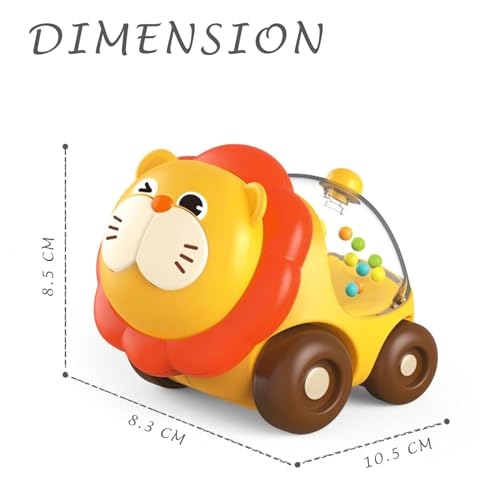 Image of ToyBharat This Pop Pop Lion & Elephant Free Wheel Toy Set Includes 2 Colourful, Battery-Free Rolling Animal Toys. Perfect for Kids Ages 1 to 6, it Encourages Active Movement and Playtime Fun