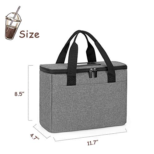 Trunab Reusable 3 Cups Drink Carrier For Delivery With Adjustable Dividers, Insulated Drink Caddy Holder Bag For Take Out, Beverages Carrier Tote With Handle For Outdoors,Patented Design, Grey #TOP4