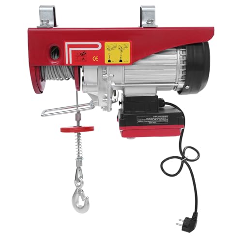 awolsrgiop Verricello elettrico, paranco elettrico con telecomando senza fili e fune metallica da 12 m, paranco elettrico a catena, argano motore, sollevatore a fune, 850 W, 400 kg