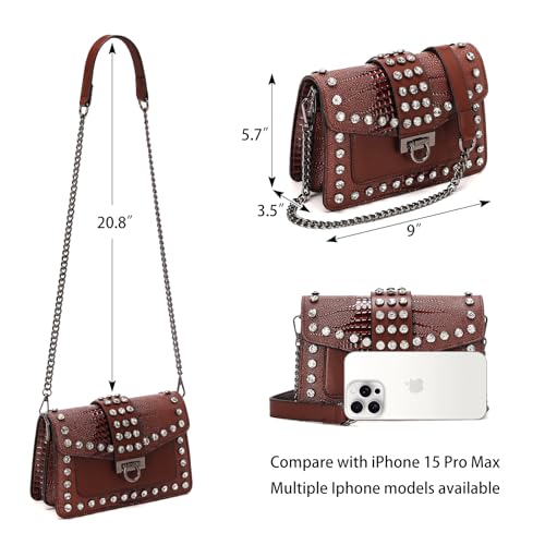 Image of Purse for Women Trendy Leather Shoulder Bag Ladies Crossbody Bags Vintage Crocodile Print Satchel Handbag for Women