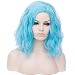 14" Women Short Wavy Curly Wig baby blue Bob Wig Cosplay Halloween Synthetic Wigs 22 Colors Available