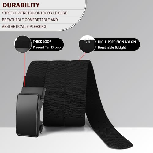 Image of DOOPAI Belt Men, elastic golf belts for men, 2 Pack Nylon Ratchet Belt Mens Belts Casual, Adjustable Trim to Fit