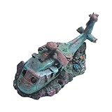 MRXFN Décoration d'aquarium Résine Avion épave Aquarium Ornement Poisson Ornements Aquarium Naufrage décorations Artisanat Poisson aménagement paysager hélicoptère Habitat