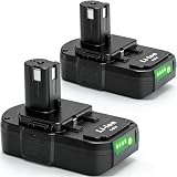 2 Pack 3000mAh Lithium Battery Replacement for Ryobi 18v Battery 3.0Ah