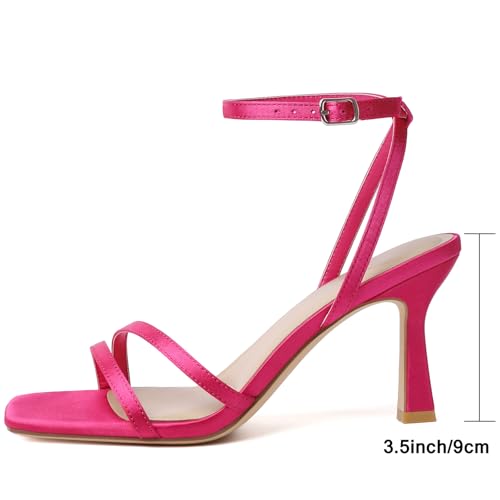 Image of Mostrin Womens Sandals Strappy Heels for Women Ankle Strap Lace Up Heels Square Open Toe Heels Tie Up Stiletto High Heeled Sandals for Prom, Party, Daily Wear