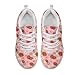 JUDENTIDOS Strawberry Floral Sneakers for Women Light Lace-up Flats Sneakers Fashion Outdoor Walking Running Shoes