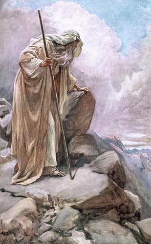 Pintura de lienzo de Moisés en Pisgah por Harold Copping en tamaño 60x90cm