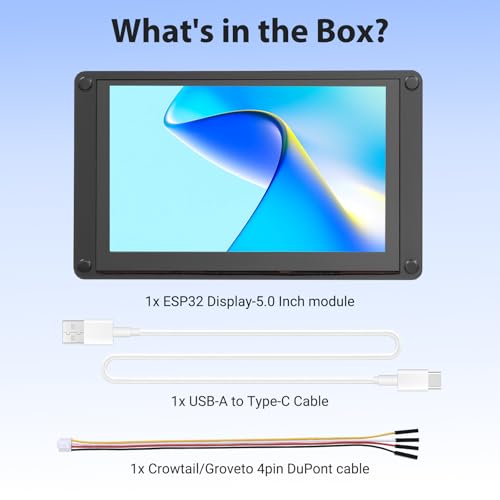 Image of ESP32 Display, 5 Inch HMI ESP32-S3 IPS Touch Screen with Acrylic Case, ESP32 Touchscreen with 800x480 Resolution, Up to 240MHz Frequency, Compatible with Arduino, PlatformIO, MicroPython