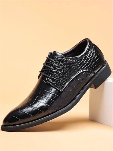 Men's Retro Crocodile Print Dress Shoes Modern Formal Business Oxford Casual Leather Shoes4