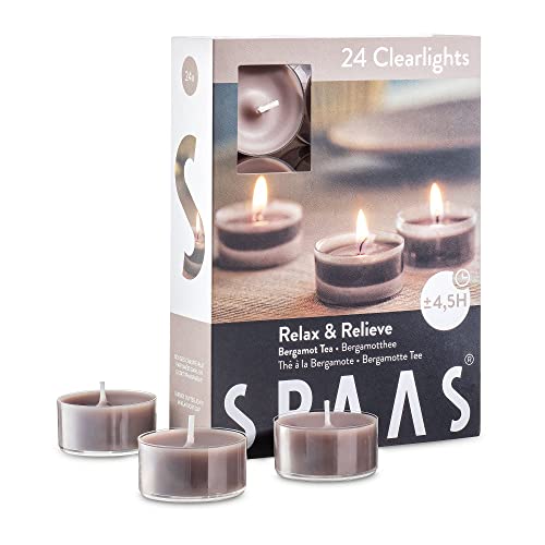 Spaas Scented Tea Lights Candles In Clear Cups - Tea Of Bergamot Fragrance | Premium Long Burning Scented Tealight Candles For Spa, Romantic Décor, Meditation, Dinner, And Home Décor | Pack Of 24 #TOP7