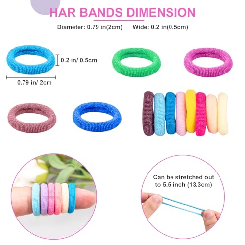 350 PCS Multicolor Cotton Hair Ties – Small Baby Hair Elastics for Kids and Girls, No Crease Finger Ponytail Holders (20 Colors) - Image 4