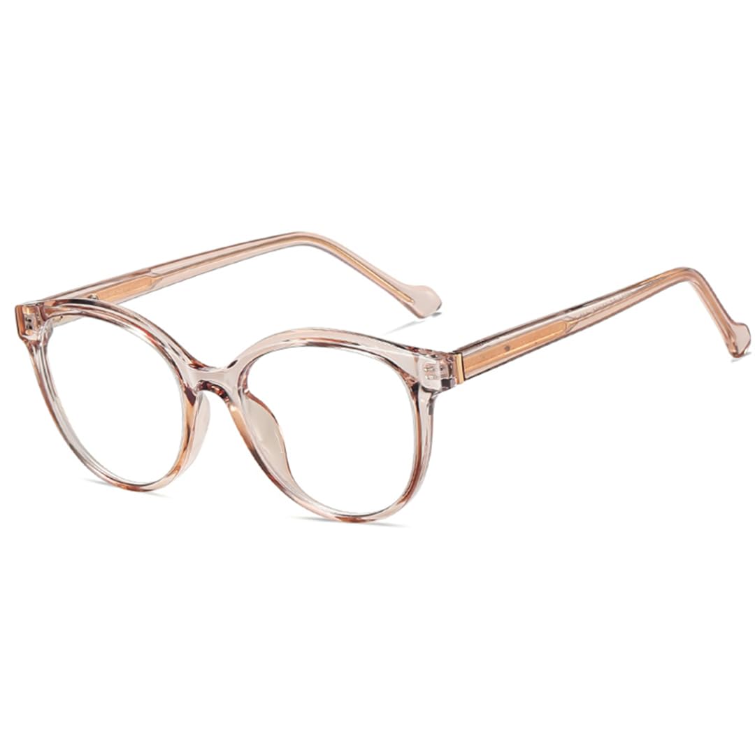 Occhiali anti luce blu da donna con lenti trasparenti Tr90 rotondi in acetato leopardato (montatura marrone rosa)