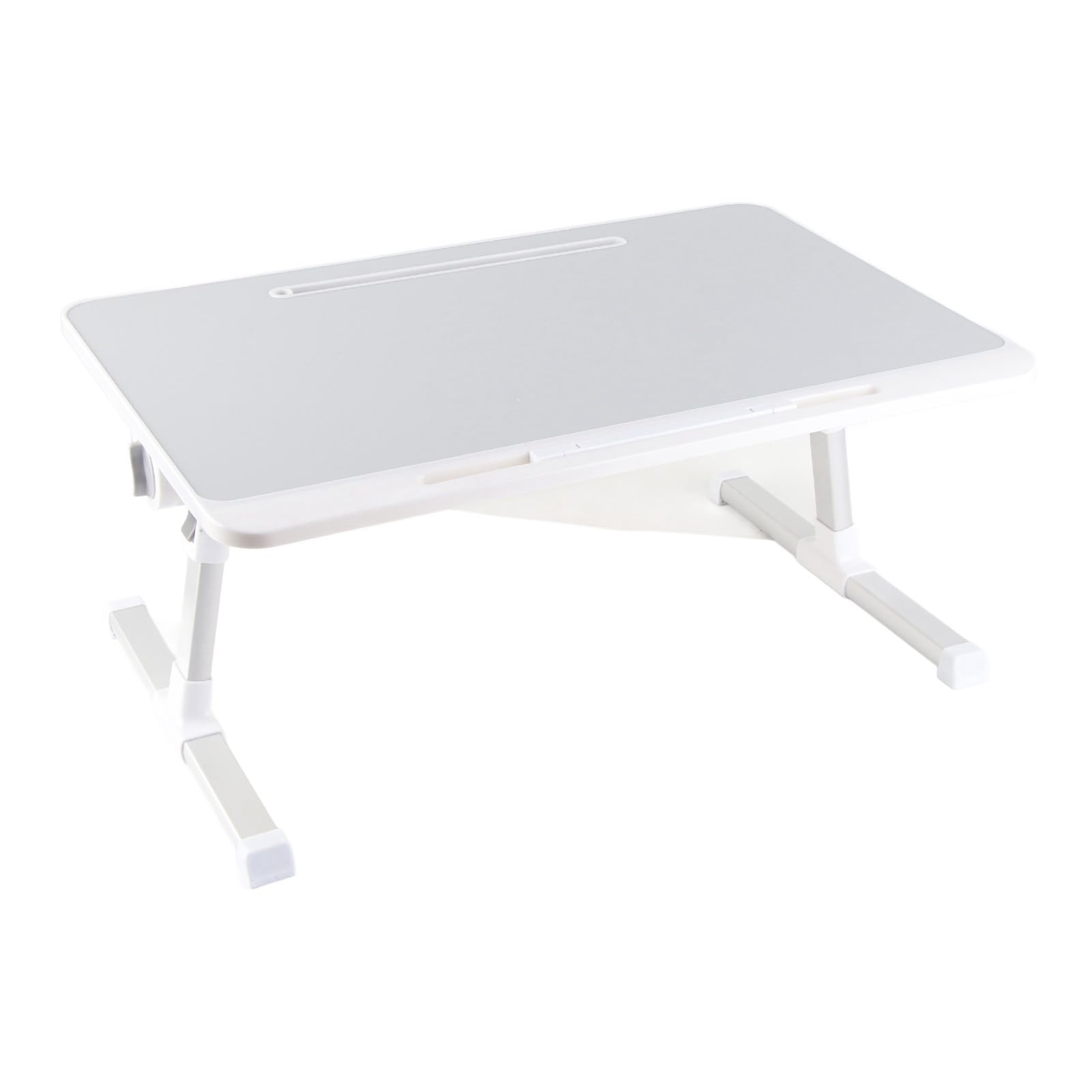 AMONIDA Mesa de Cama para Computadora Portátil con Patas Plegables para Escribir y Comer Portátil Aleación de Aluminio Ajustable 60x40cm (Gray)