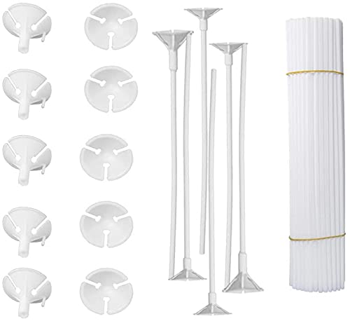 Tianyd 60 Pieces Plastic White Balloon Sticks Holders with Cups 12.6inch Balloon Picks for Birthday Party Wedding Anniversary Decor (60PCS)