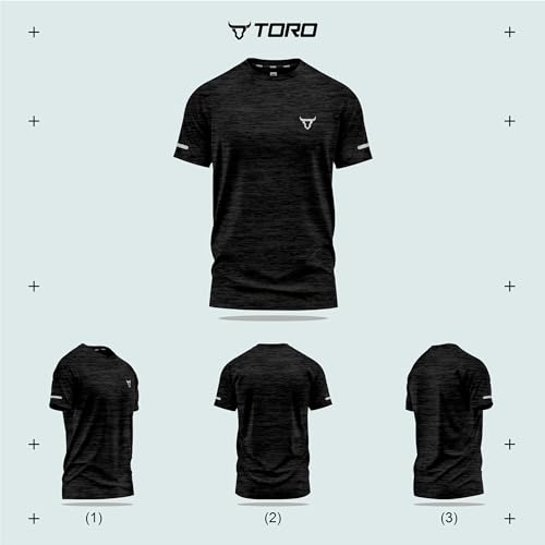 TORO ACTIVA Paquete de 3 Camisetas de Entrenamiento de Manga Corta para Hombre, Ajuste atlético, Secado rápido, Absorbe la Humedad, Estilo Deportivo